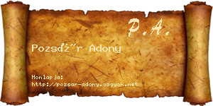 Pozsár Adony névjegykártya